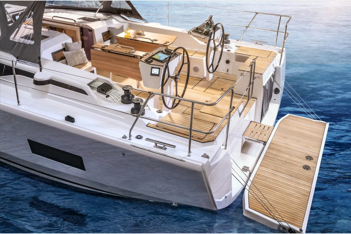 Cockpit of Tulipa, a Bavaria C46 sailboat at Zadar, Croatia
