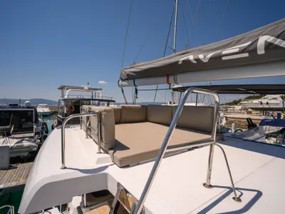 Deck of Cap Bon, a Aventura 37 catamaran at Novi Vinodolski, Croatia