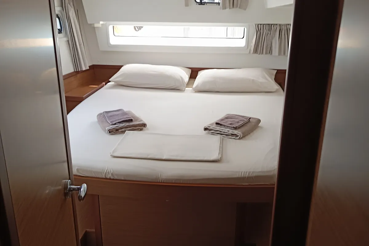 Cabin on Waterworld, a Lagoon 42 catamaran at Capo d'Orlando, Italy