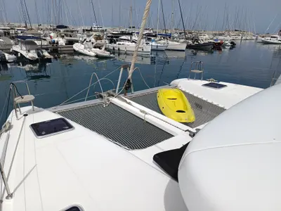 Deck of Waterworld, a Lagoon 42 catamaran at Capo d'Orlando, Italy