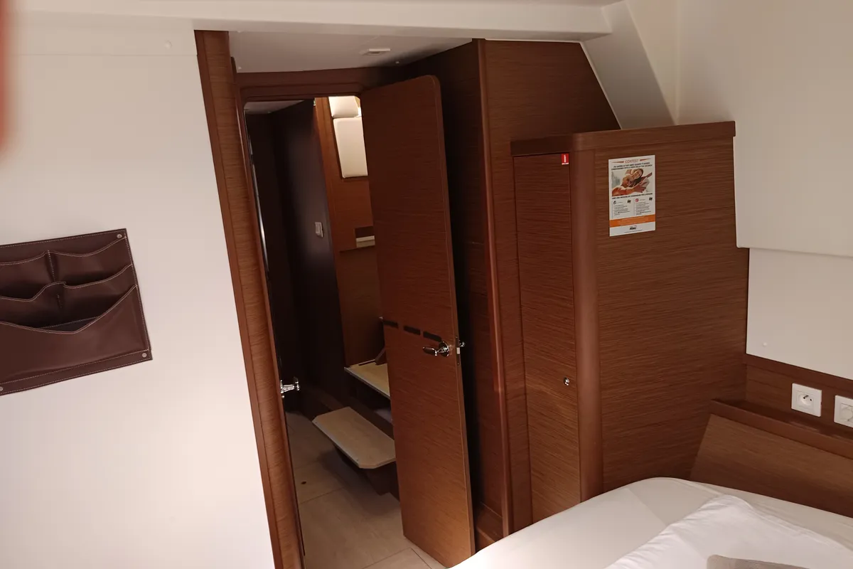 Cabin on Waterworld, a Lagoon 42 catamaran at Capo d'Orlando, Italy