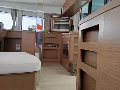 Galley of Waterworld, a Lagoon 42 catamaran at Capo d'Orlando, Italy