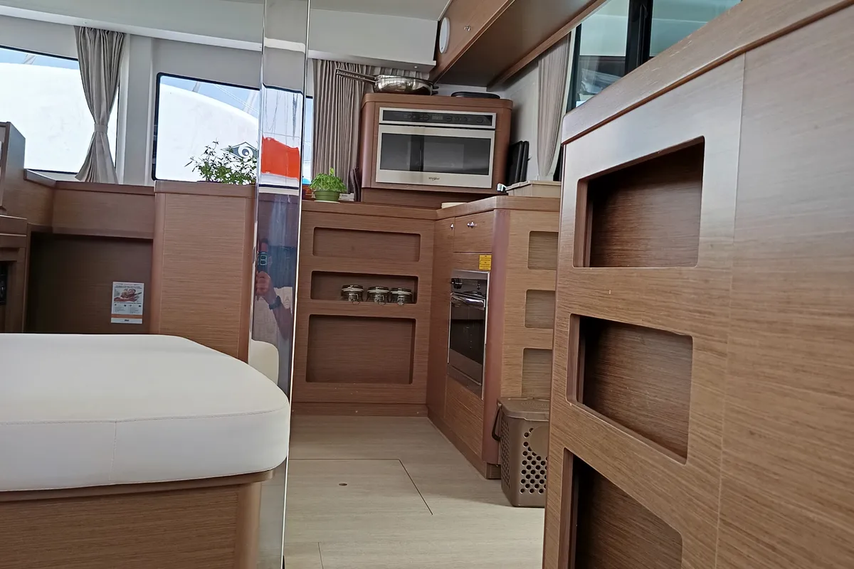 Galley of Waterworld, a Lagoon 42 catamaran at Capo d'Orlando, Italy