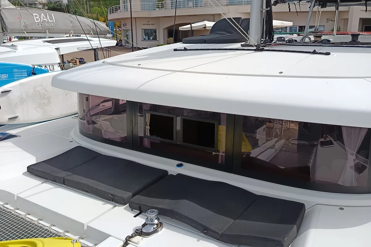 Exterior view of Waterworld, a Lagoon 42 catamaran at Capo d'Orlando, Italy