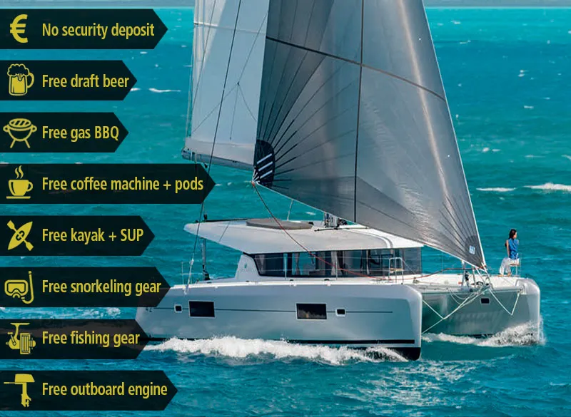 Waterworld, a Lagoon 42 catamaran at Capo d'Orlando, Italy