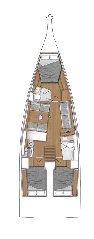 Floor plan of Lisa, a Beneteau First 44 sailboat at Punat, Croatia