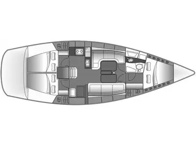 Floor plan of (1132 BG) (sails 2015), a Bavaria 38 Cruiser sailboat at Grad Biograd na Moru, Croatia
