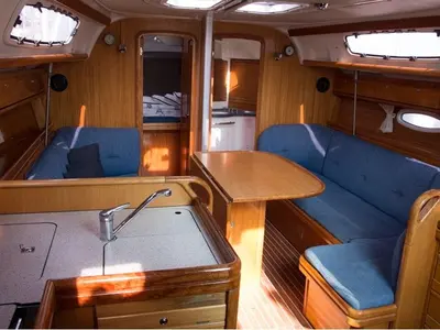 Salon of (1132 BG) (sails 2015), a Bavaria 38 Cruiser sailboat at Grad Biograd na Moru, Croatia