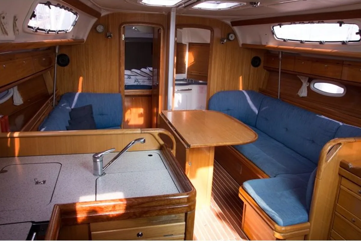 Salon of (1132 BG) (sails 2015), a Bavaria 38 Cruiser sailboat at Grad Biograd na Moru, Croatia