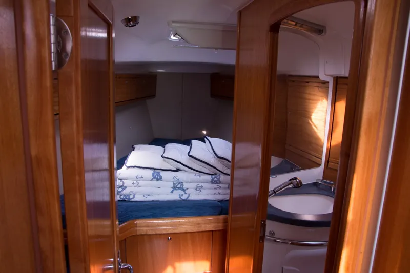 Cabin on (1132 BG) (sails 2015), a Bavaria 38 Cruiser sailboat at Grad Biograd na Moru, Croatia