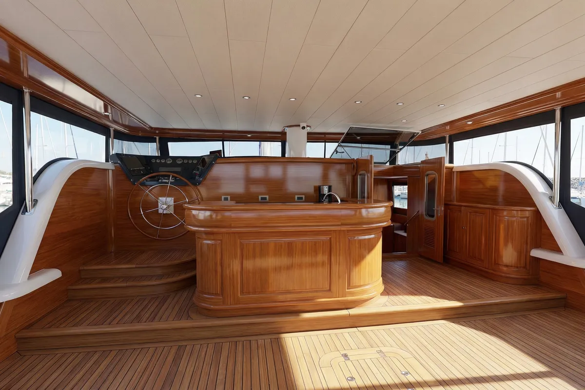 Cockpit of Tosca, a Gulet Motoryacht motor yacht at Marmaris, Turkey