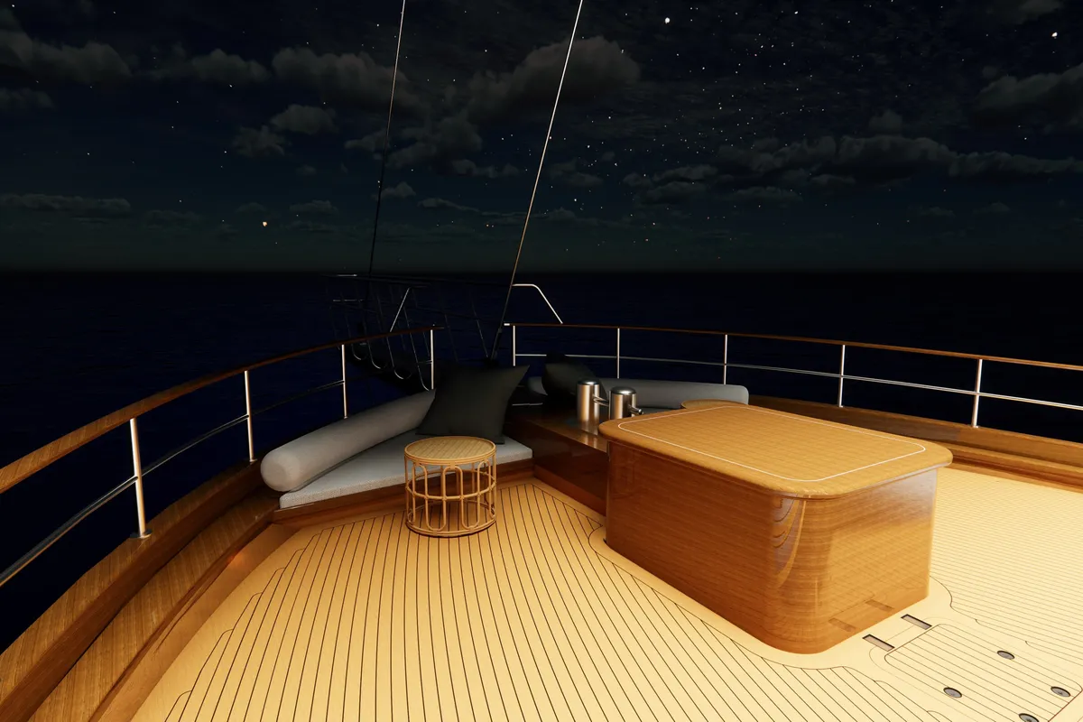 Deck of Tosca, a Gulet Motoryacht motor yacht at Marmaris, Turkey