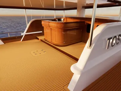 Cockpit of Tosca, a Gulet Motoryacht motor yacht at Marmaris, Turkey