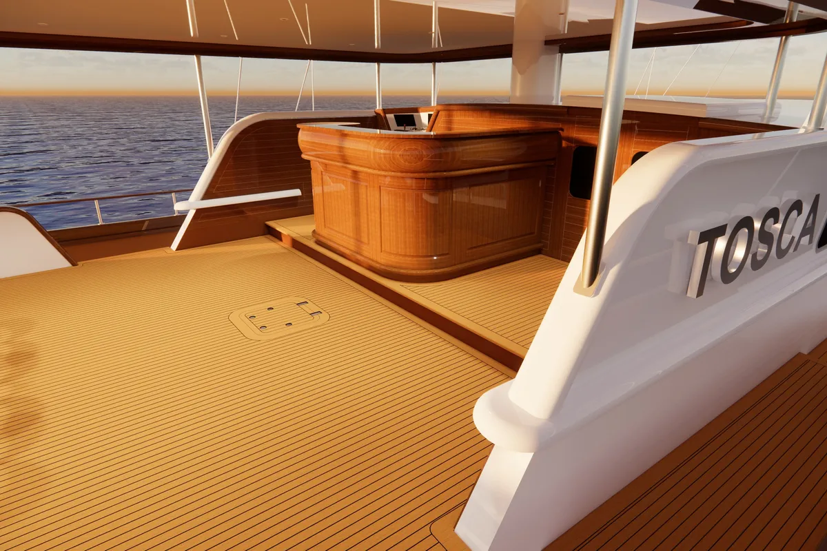 Cockpit of Tosca, a Gulet Motoryacht motor yacht at Marmaris, Turkey