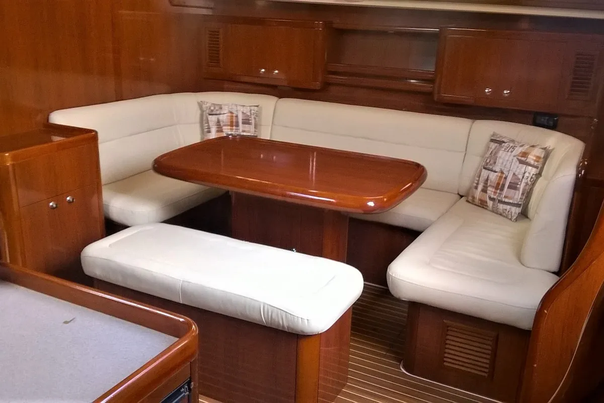 Salon of Delfios, a Ocean Star 56.1 sailboat at Preveza, Greece