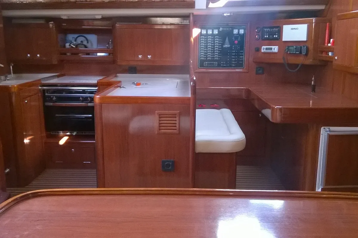Galley of Delfios, a Ocean Star 56.1 sailboat at Preveza, Greece