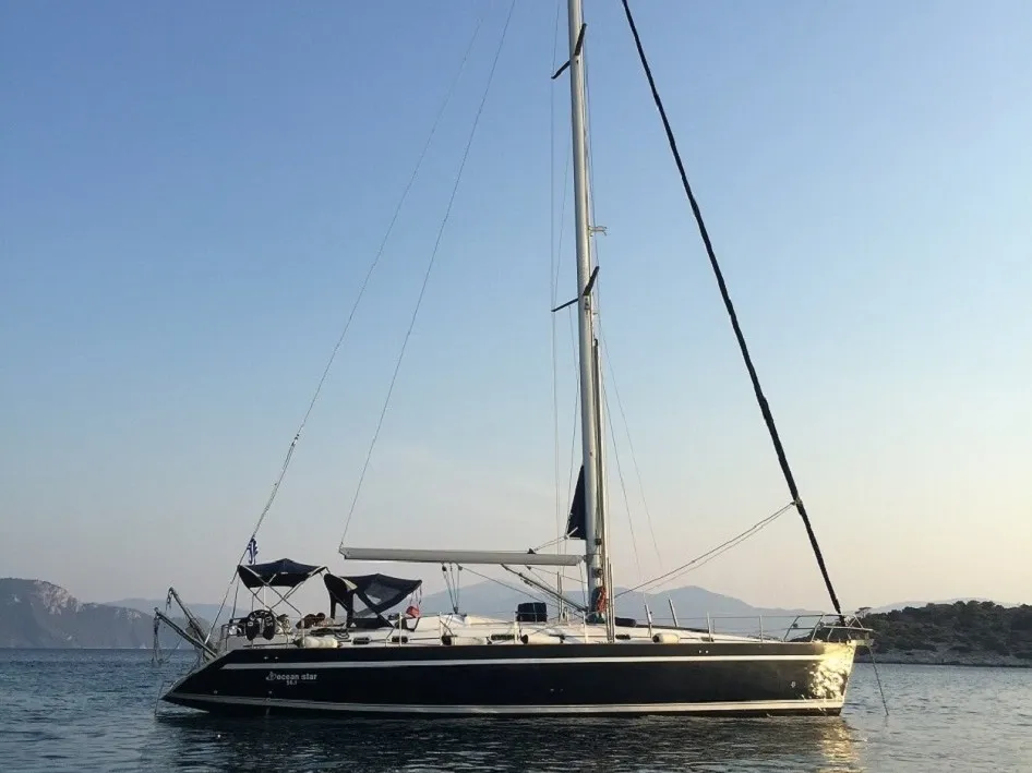 Cockpit of Delfios, a Ocean Star 56.1 sailboat at Preveza, Greece