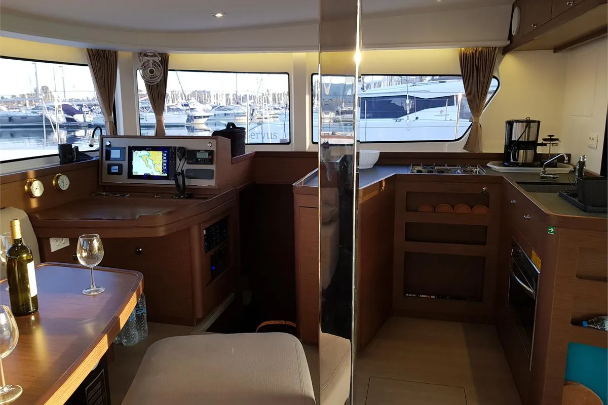 Galley of Dream of Life, a Lagoon 42 catamaran at Kontokali, Greece