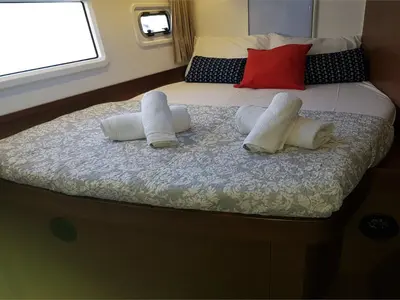 Cabin on Dream of Life, a Lagoon 42 catamaran at Kontokali, Greece
