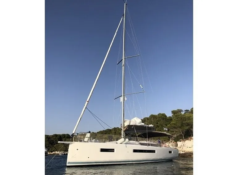 Exterior view of Aqua Fun, a Jeanneau Sun Odyssey 490 sailboat at Lavrion, Greece