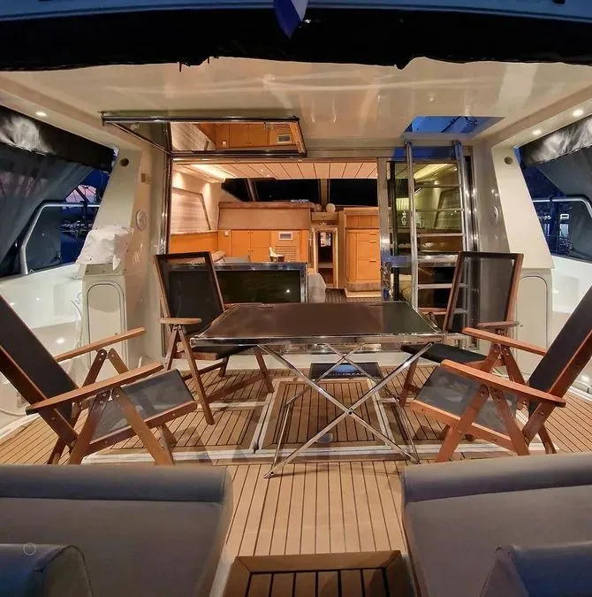 BLUE DREAM, a Ferretti 52 motor yacht at Piraeus, Greece