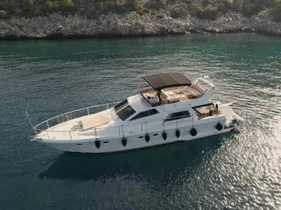 BLUE DREAM, a Ferretti 52 motor yacht at Piraeus, Greece