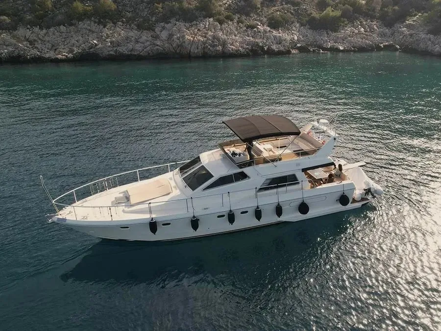 BLUE DREAM, a Ferretti 52 motor yacht at Piraeus, Greece