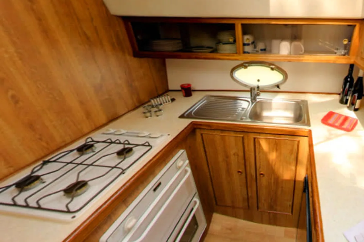 Galley of Countess - Budget 2, a Cygnet Countess motorboat at Castelnaudary, France