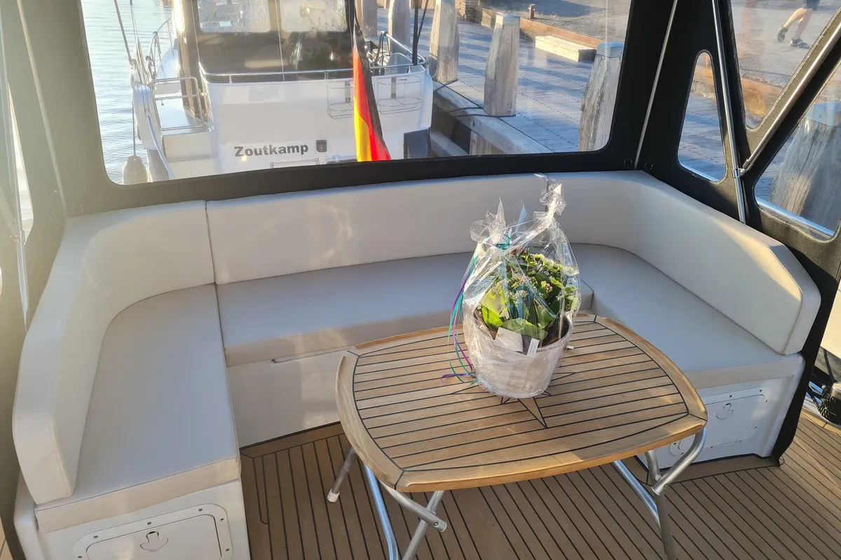 Deck of Fortuna, a Gruno 41 Excellent motorboat at Akkrum, Netherlands