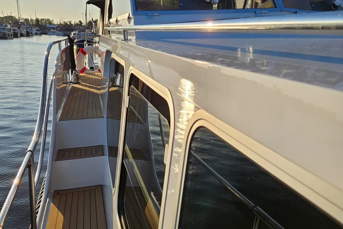 Deck of Fortuna, a Gruno 41 Excellent motorboat at Akkrum, Netherlands