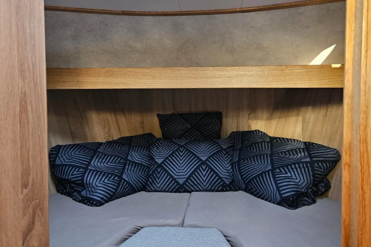 Cabin on Fortuna, a Gruno 41 Excellent motorboat at Akkrum, Netherlands