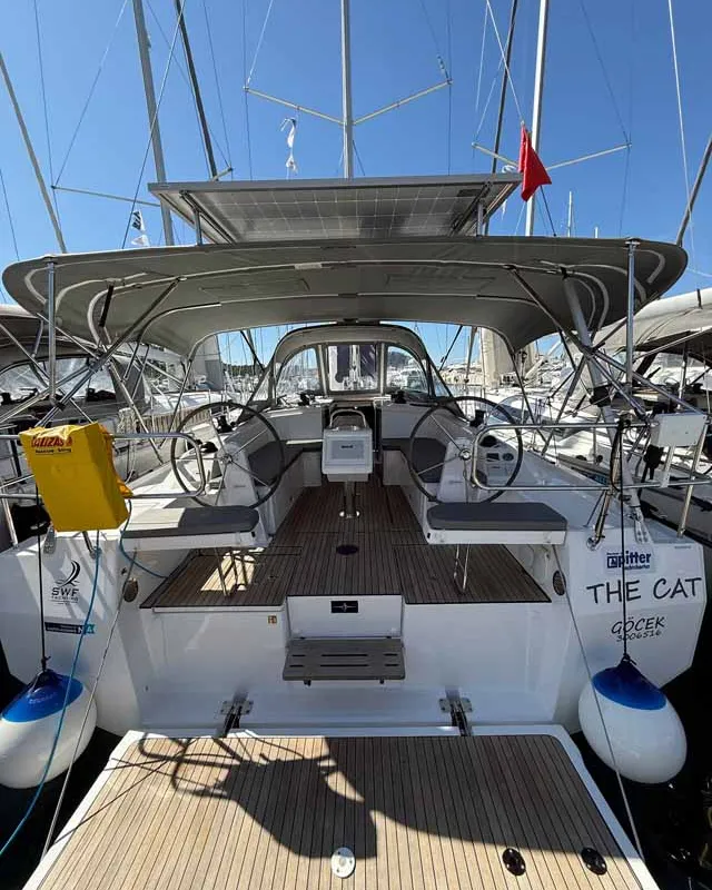 Cockpit of The Cat, a Bavaria C38 sailboat at Fethiye, Turkey