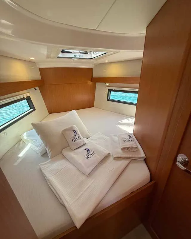 Cabin on The Cat, a Bavaria C38 sailboat at Fethiye, Turkey