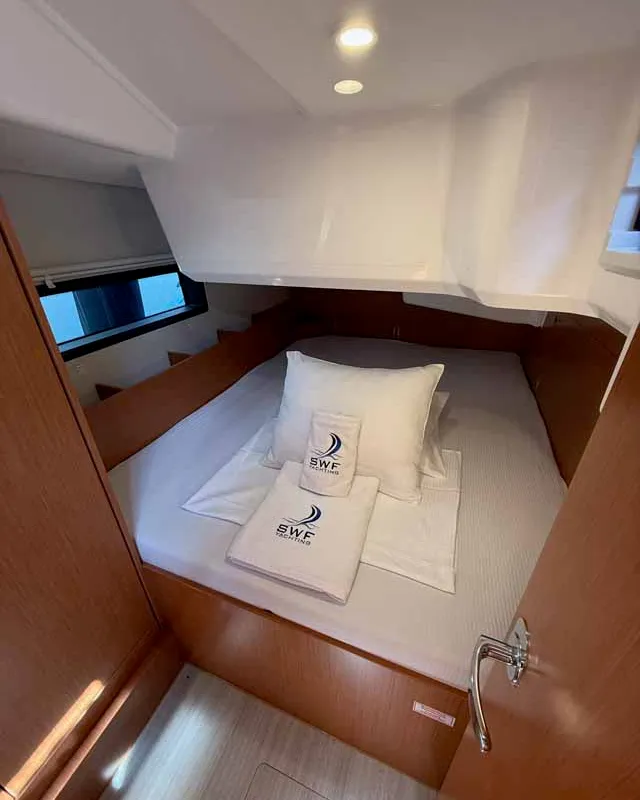 Cabin on The Cat, a Bavaria C38 sailboat at Fethiye, Turkey