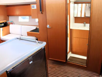 Salon of Amaryllis, a Bavaria C45 Style sailboat at Lavrion, Greece
