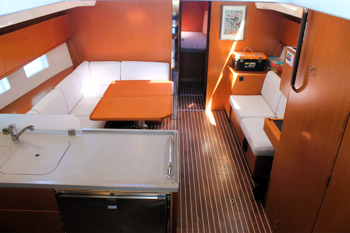 Galley of Amaryllis, a Bavaria C45 Style sailboat at Lavrion, Greece