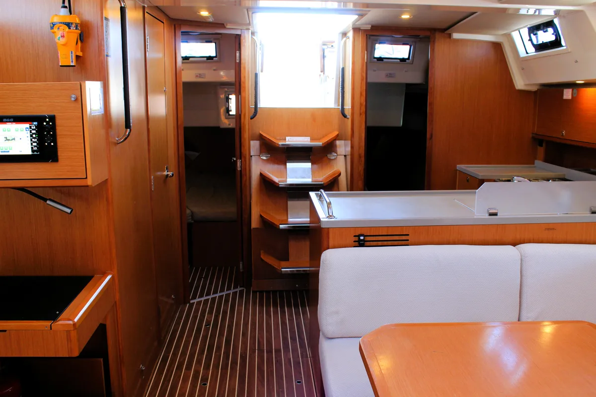 Salon of Amaryllis, a Bavaria C45 Style sailboat at Lavrion, Greece