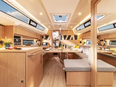 Salon of Alioth, a Bavaria C38 sailboat at Grad Trogir, Croatia