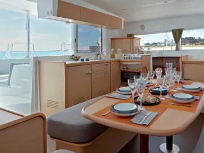 Salon of Gemini, a Lagoon 421 catamaran at Municipal Unit of Lefkada, Greece
