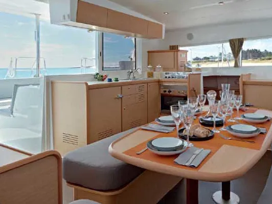 Salon of Gemini, a Lagoon 421 catamaran at Municipal Unit of Lefkada, Greece