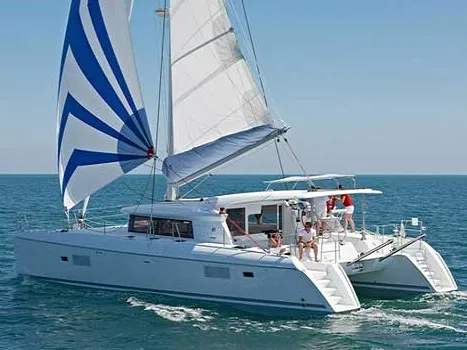 Exterior view of Gemini, a Lagoon 421 catamaran at Municipal Unit of Lefkada, Greece