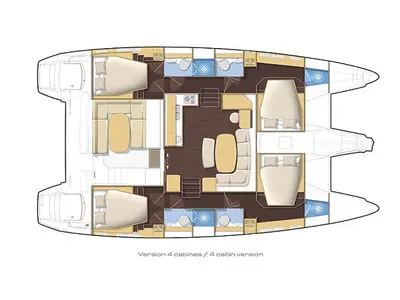 Floor plan of Gemini, a Lagoon 421 catamaran at Municipal Unit of Lefkada, Greece