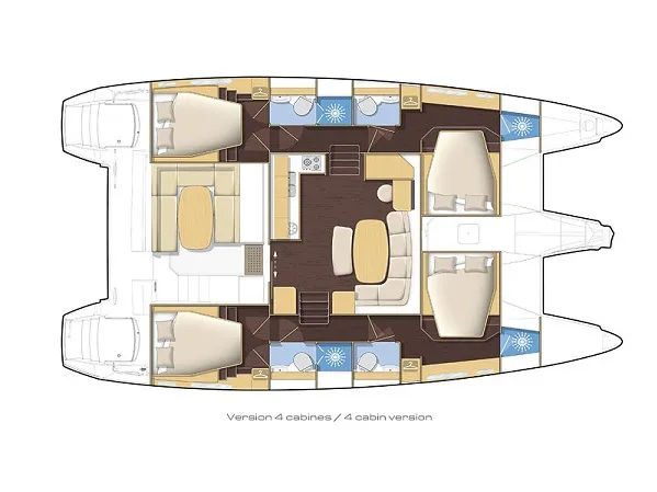 Floor plan of Gemini, a Lagoon 421 catamaran at Municipal Unit of Lefkada, Greece