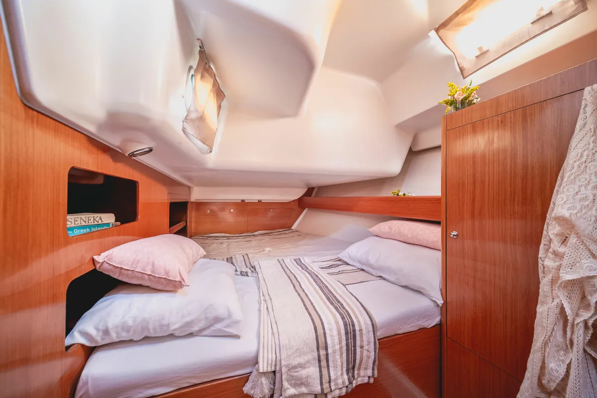 Cabin on Zorba Cabin 1, a Beneteau Cyclades 50.5 sailboat at Aegina, Greece