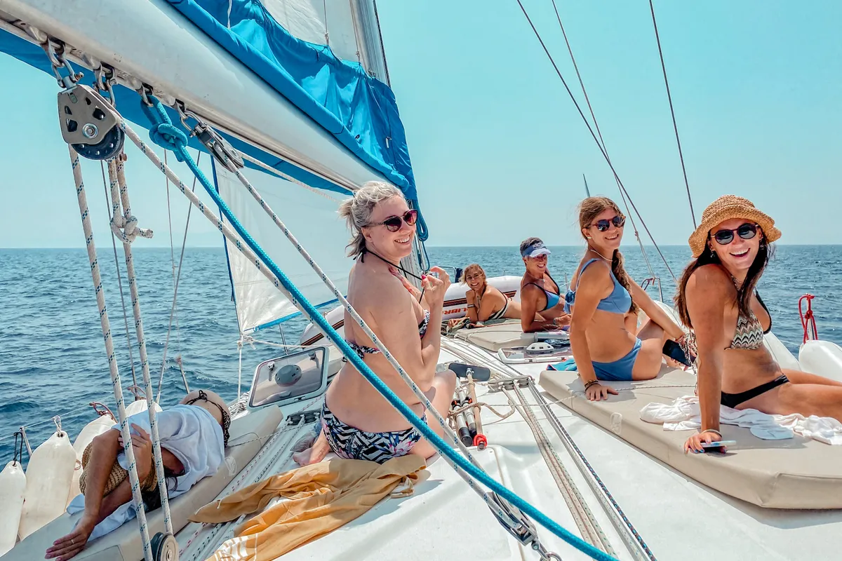 Salon of Zorba Cabin 1, a Beneteau Cyclades 50.5 sailboat at Aegina, Greece