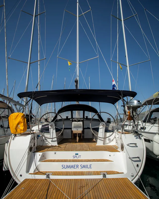 Exterior view of Summer Smile, a Bavaria Cruiser 51 sailboat at Split, Croatia