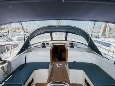 Cockpit of Summer Smile, a Bavaria Cruiser 51 sailboat at Split, Croatia