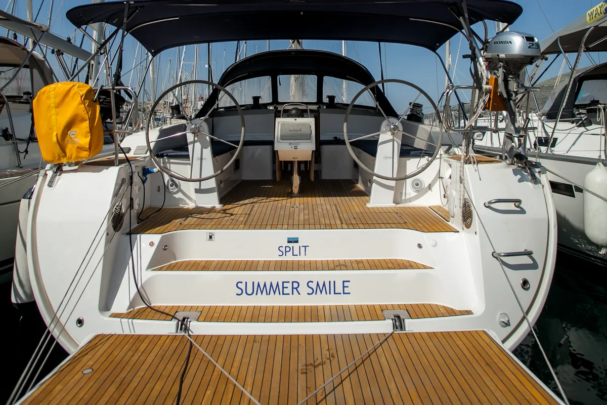 Exterior view of Summer Smile, a Bavaria Cruiser 51 sailboat at Split, Croatia