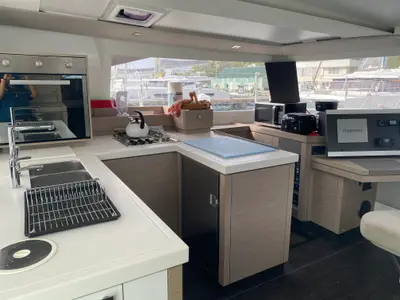 Galley of Love A Fayre, a Fountaine Pajot Astréa 42 catamaran at Road Town, British Virgin Islands