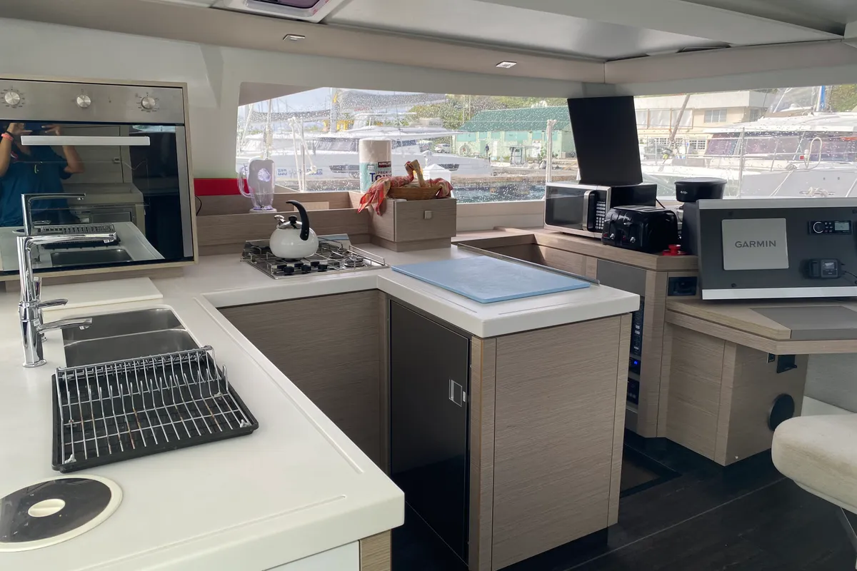 Galley of Love A Fayre, a Fountaine Pajot Astréa 42 catamaran at Road Town, British Virgin Islands